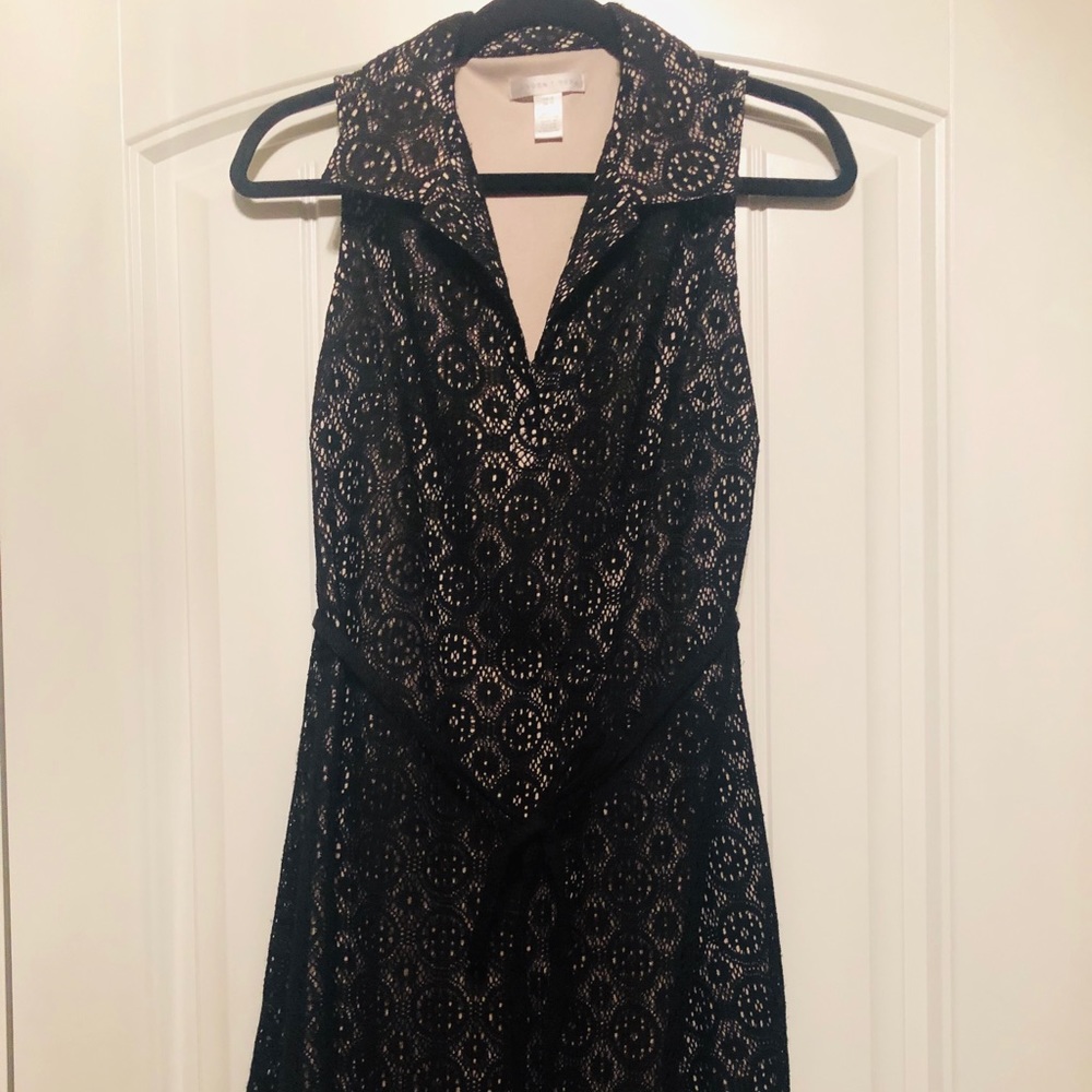Black lace overlay dress. Sexy yet classy.